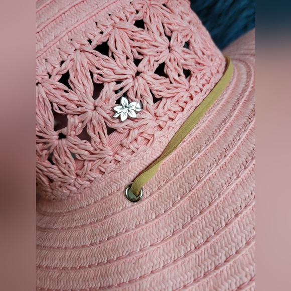 NWT pretty Cappelli sunhat with drawstring adjustable-salmon pink - Picture 2 of 6